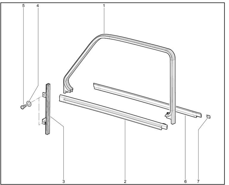 Уплотнители опускного стекла передней двери