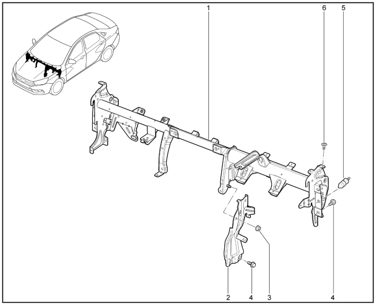 Поперечина панели приборов