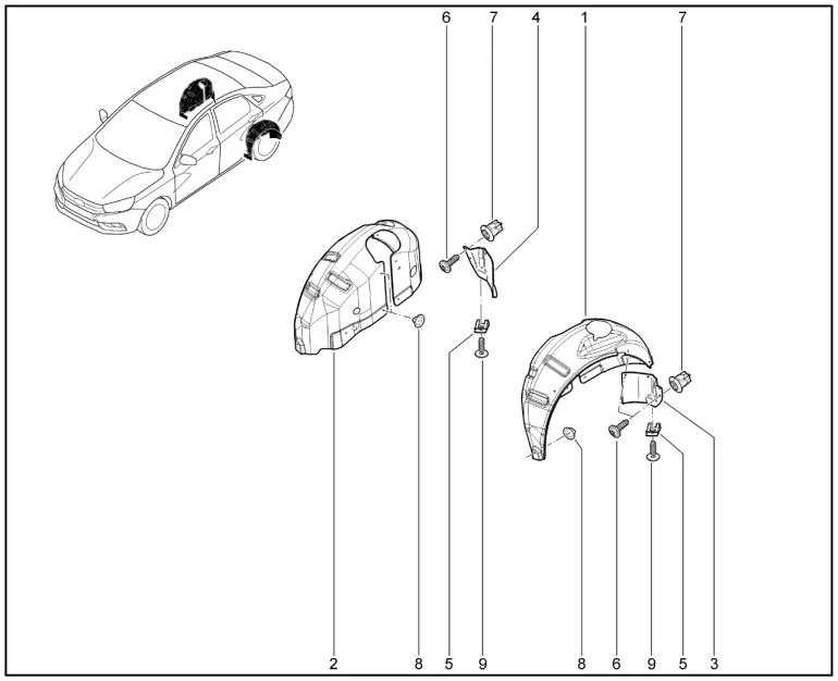 Щитки арок задних колес