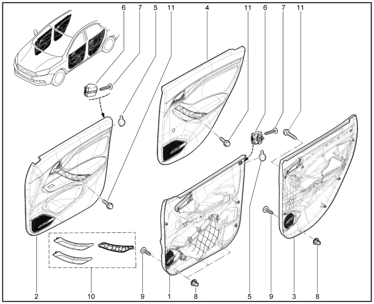Обивки дверей (в сборе)