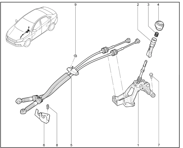 Привод механизма выбора передач (механич. 6 ст.)