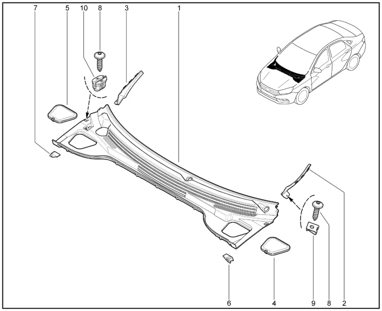 Накладка рамы ветрового окна
