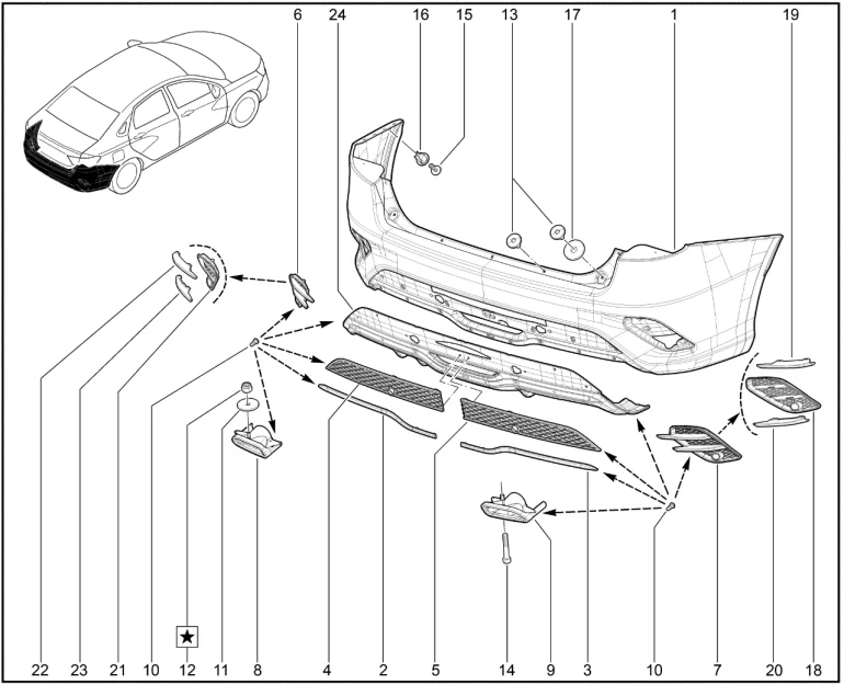 Бампер задний (Sport)