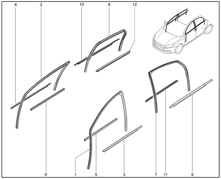 Уплотнители стекол дверей