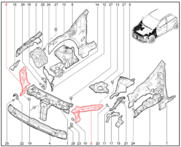 Усилитель верхней поперечины боковой для Lada Iskra