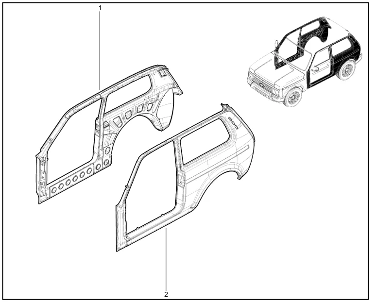 Панели боковины кузова в сборе (21214)