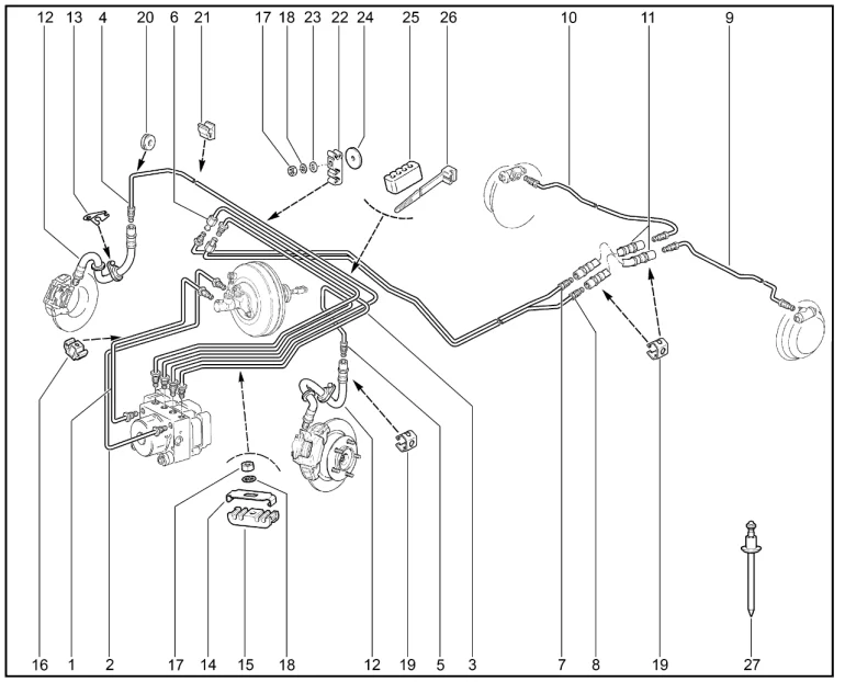 Шланги, трубки тормозные (с ABS)