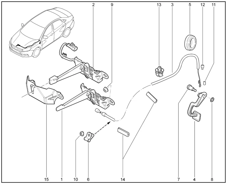 Привод открытия капота