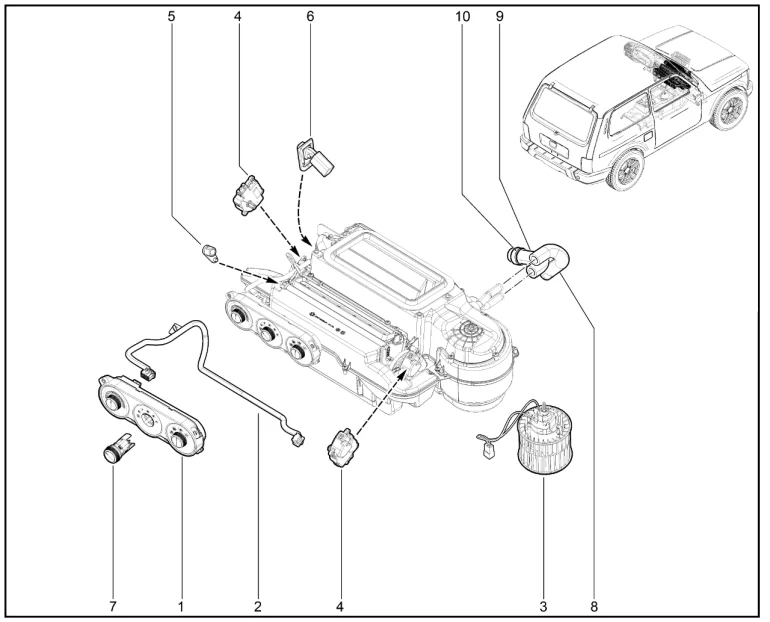 Отопитель (без кондиционера)(М6.2)(деталировка)(с 07.2019)