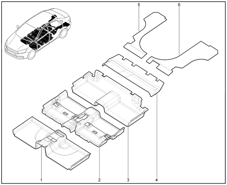 Обивки шумоизоляционные нижние (AURA)