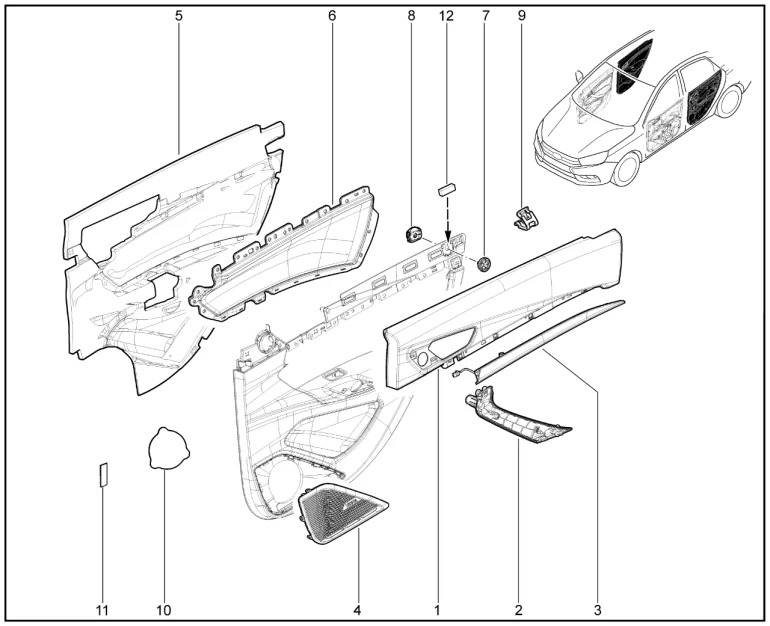 Обивка задних дверей (FL)