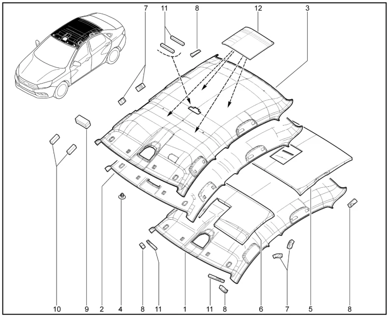 Обивка крыши (седан)