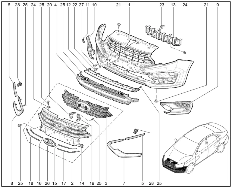 Бампер передний (FL)
