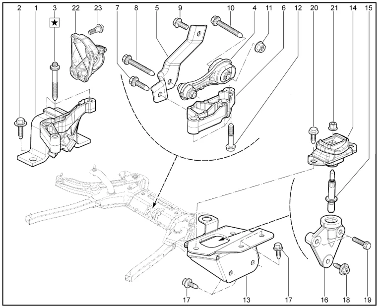 Подвеска двигателя (H4M + КПП вариатор)
