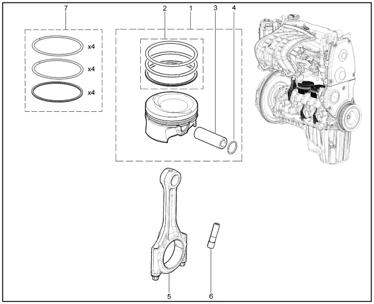 Поршень и шатун (дв.1,8л. - P3P)