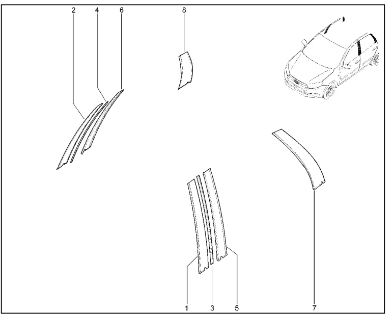 Накладки стоек дверей (FL) с 30.07.2018