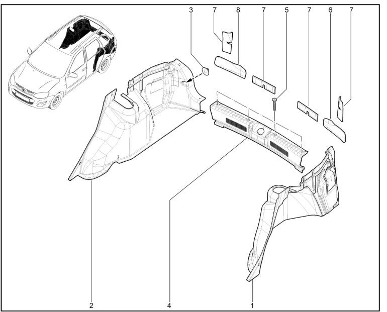 Обивка арки боковины и задка (универсал)