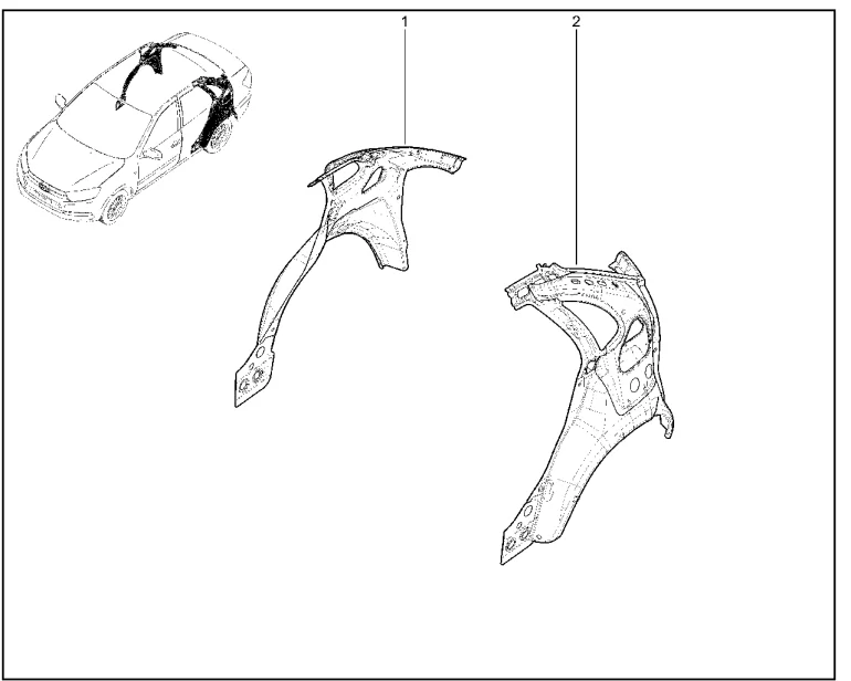 Панели боковины задние внутренние (седан)