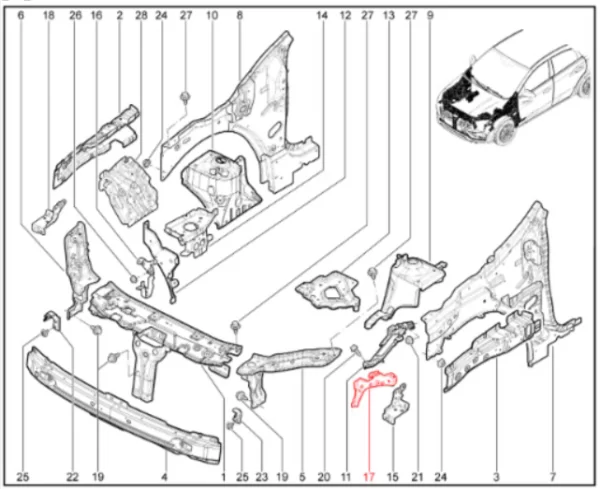 Соединитель брызговика и переднего лонжерона левый для Lada Iskra