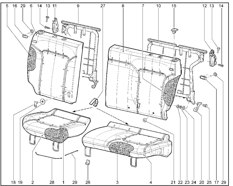 Каркас сиденья второго ряда (40/60)