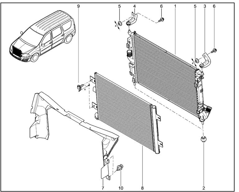 Радиатор охлаждения двигателя (с КУ)