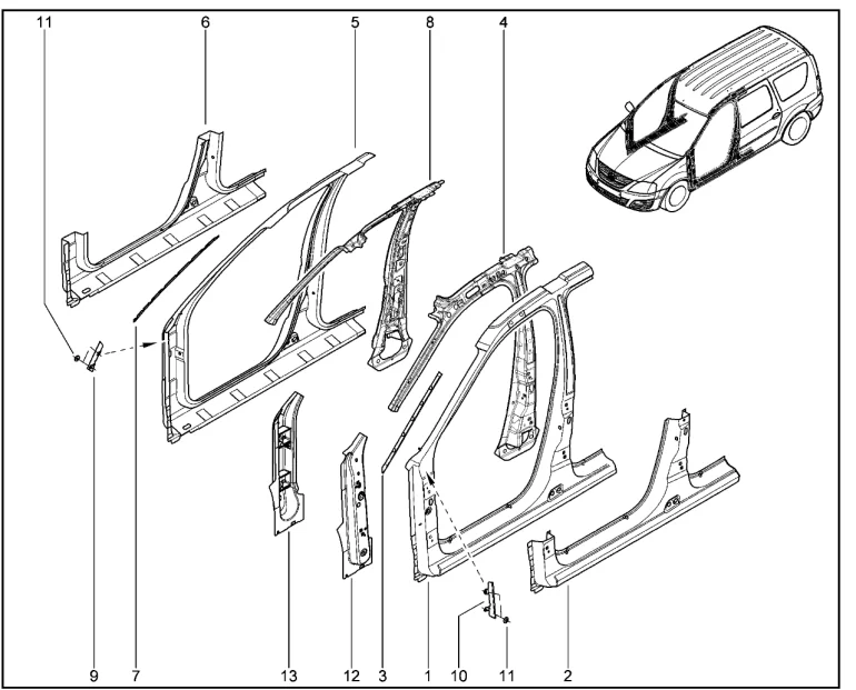 Панели боковины кузова передние