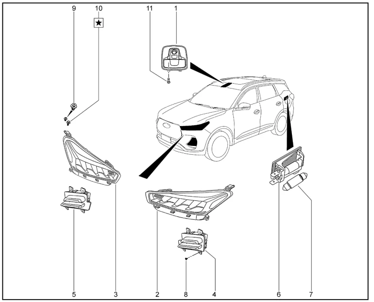 Фары передние, освещение салона (Elite) для XCITE X-Cross 7, Chery Tiggo 7 Pro