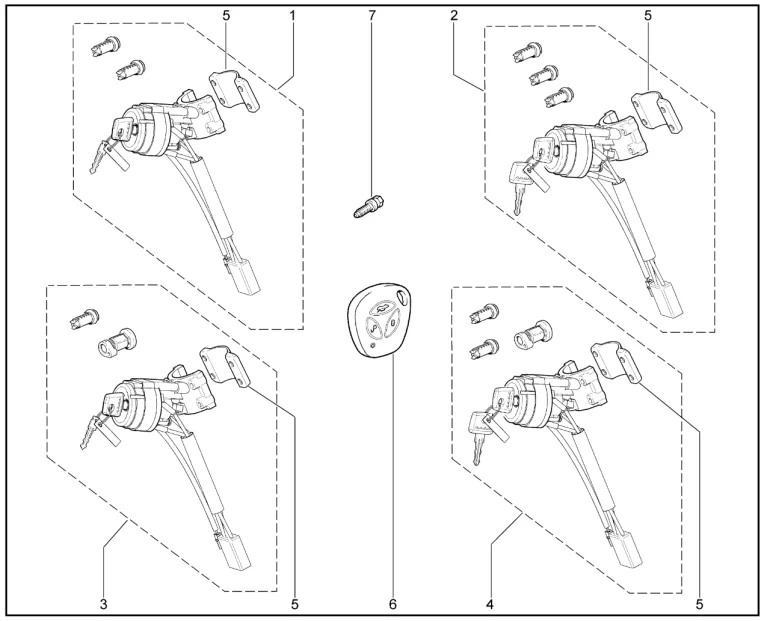 Комплект выключателя зажигания (до FL)