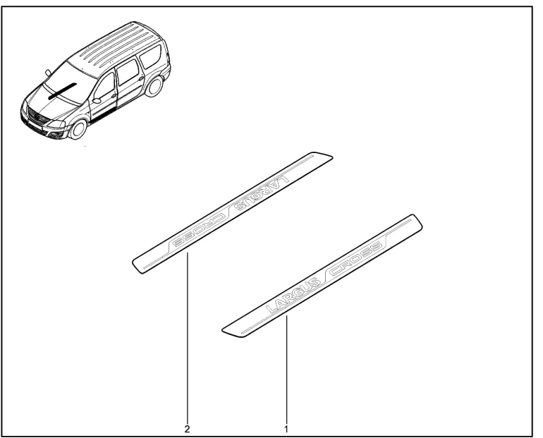 Накладки защитные порогов (Cross)