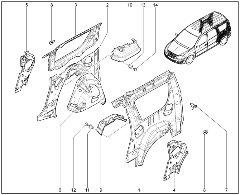 Панели боковины задние внутренние