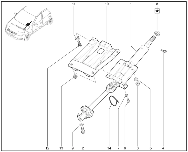 Вал рулевого управления в сборе (авто. без усилителя руля)