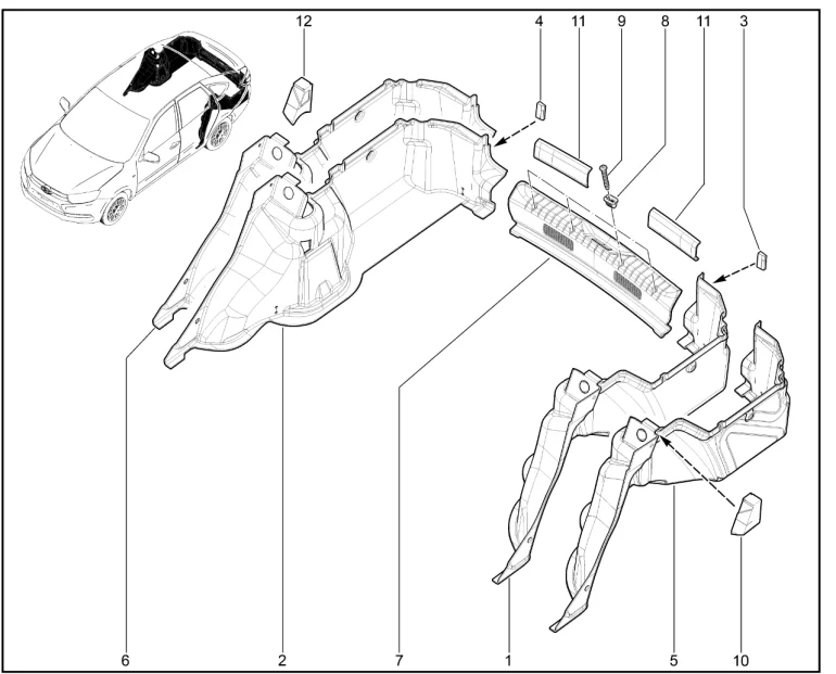 Обивка арки боковины и задка (лифтбек)