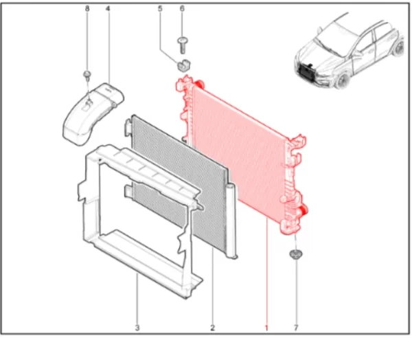 Радиатор системы охлаждения двигателем для Lada Iskra