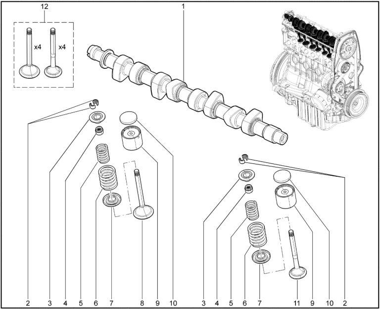 Распредвал, клапаны (P3M-11186,11189)