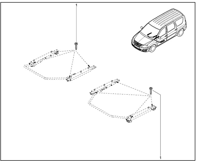 Крепление сидений первого ряда