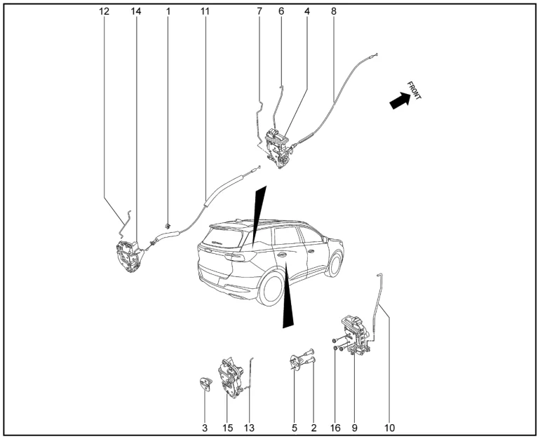 Замки дверей передних и задних для XCITE X-Cross 7, Chery Tiggo 7 Pro