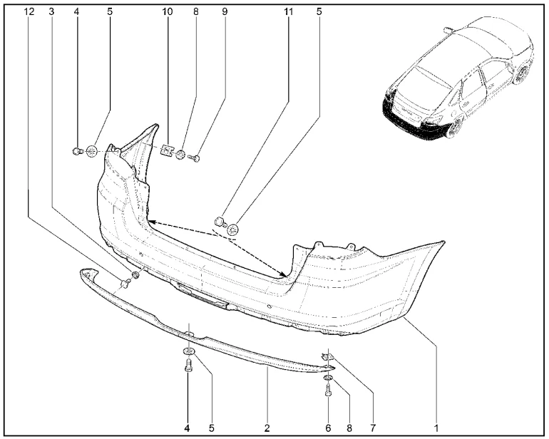 Бампер задний (лифтбек) до 30.07.2018