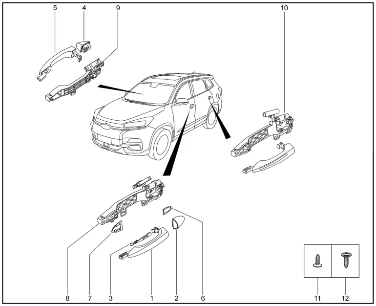 Ручки дверей наружные, внутренние для XCITE X-Cross 8, Chery Tiggo 8 Pro