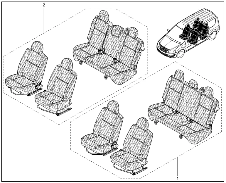Комплект сидений (1 и 2 ряд)(универсал)