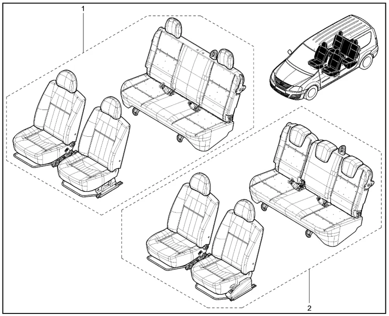 Комплект сидений (1 и 2 ряд)(универсал)