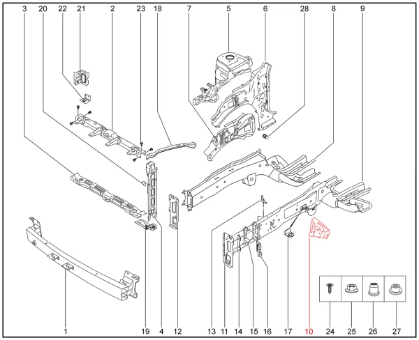 Кронштейн крыла переднего для XCITE X-Cross 8, Chery Tiggo 8 Pro