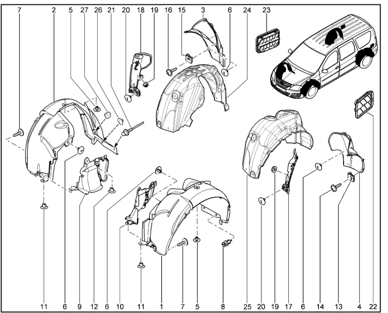 Щитки арок колес