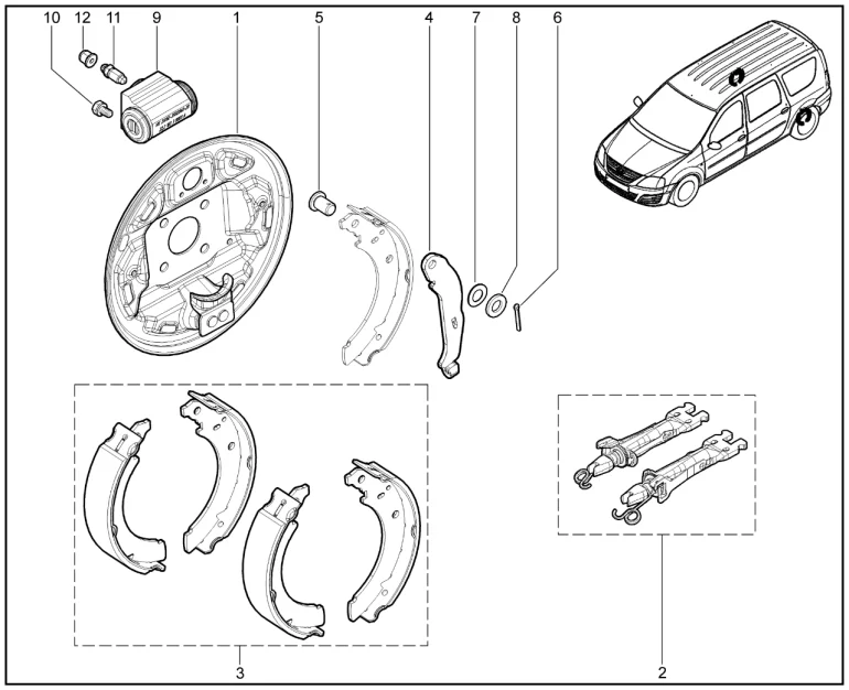 Тормоз задний (деталировка) (с 06.2024)
