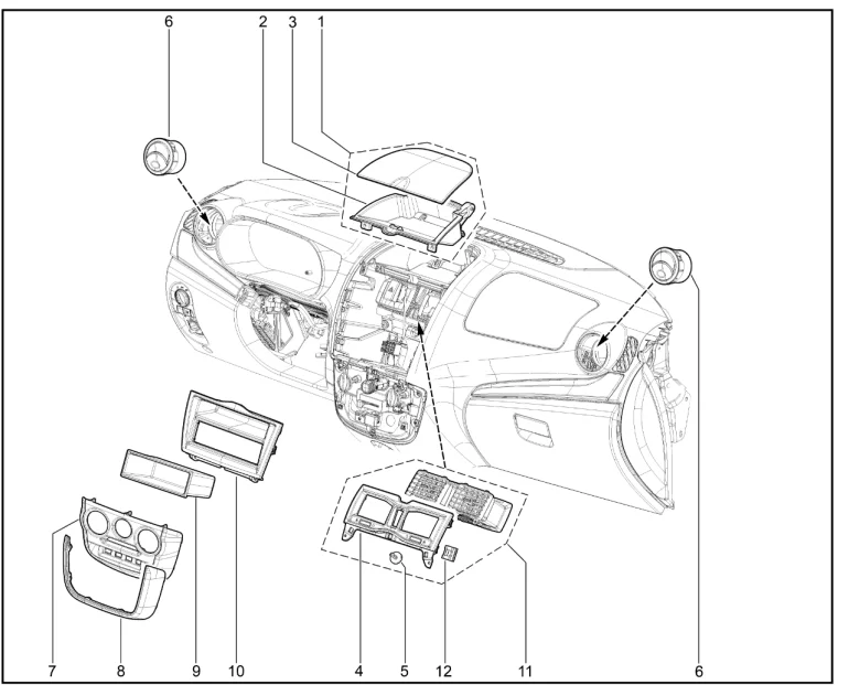 Накладки консоли, воздуховоды панели приборов (FL) c 30.07.2018