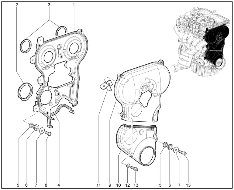 Крышки защитные ремня ГРМ (P4M)
