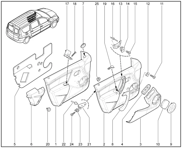 Обивка передней левой двери (FL)