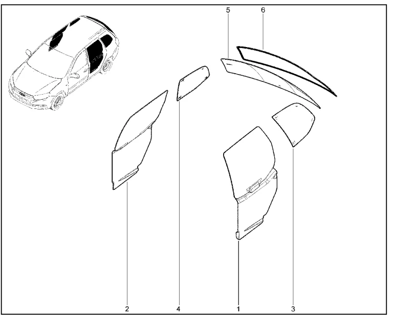 Стекла задних дверей и задка (универсал) (FL) c 30.07.2018