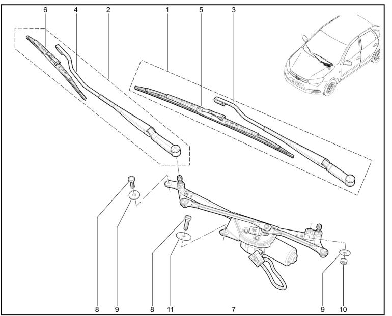 Стеклоочиститель передний