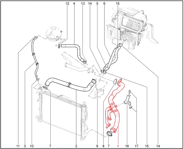 Шланг отводящий радиатора (1.8л, вариатор) для Lada Vesta, Azimut