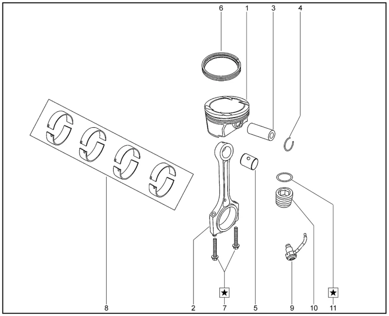 Поршни и шатуны для XCITE X-Cross 7, Chery Tiggo 7 Pro